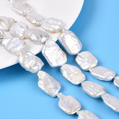 Perles de nacre naturelle brins Keshi, perle de culture d'eau douce, perles baroques, rectangle