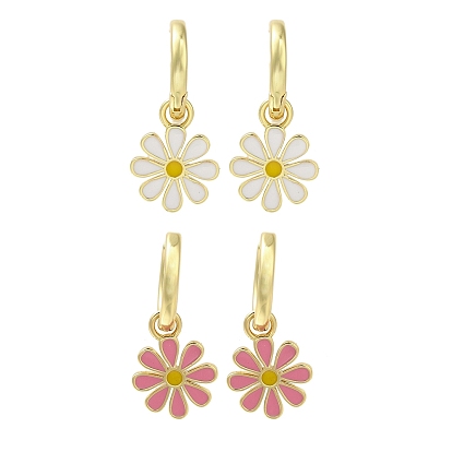 Серьги-кольца из латуни с цветочным покрытием, с эмалью, долговечный, без свинца и без кадмия, реальный 18 k позолоченный