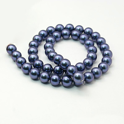 Shell Pearl Beads Strands, Grade A, Polished, Round, 10mm, Hole: 0.8~1.0mm, about 38pcs/strand