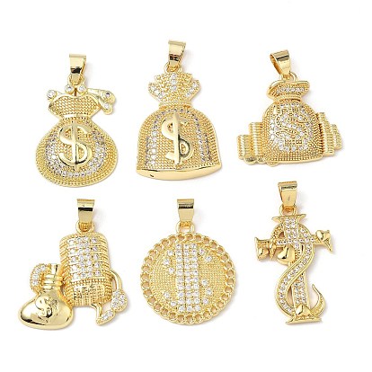 Подвески из прозрачного кубического циркония с микропейвом, подвески в виде знака доллара, без свинца и без кадмия, долговечный, стойки покрытие