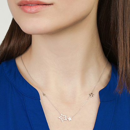 Élégant 925 colliers pendentif étoile en argent sterling et zircone cubique transparente pour femmes