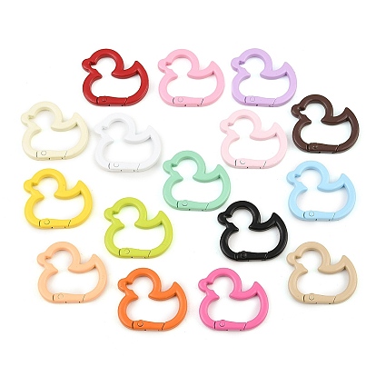 Spray Paint Alloy Spring Gate Rings, Duck