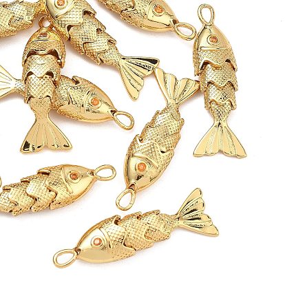 Pendentifs en laiton Shegrace sertis de micro-pavés de zircone cubique, sans cadmium et sans nickel et sans plomb, charmes de poissons