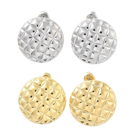 304 Stainless Steel Stud Earrings, Flat Round