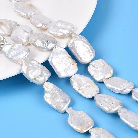 Natural Keshi Pearl Beads Strands, Cultured Freshwater Pearl, Baroque Pearls, Rectangle