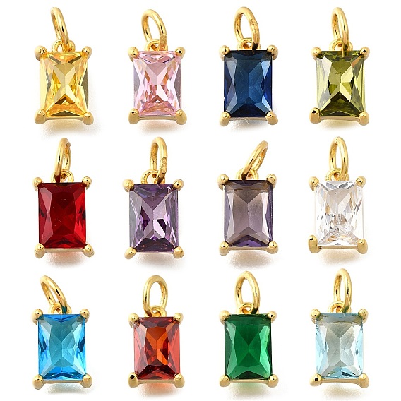 925 подвески из стерлингового серебра с прозрачными кубическими цирконами, прямоугольные, с целью перехода в кольце, золотые