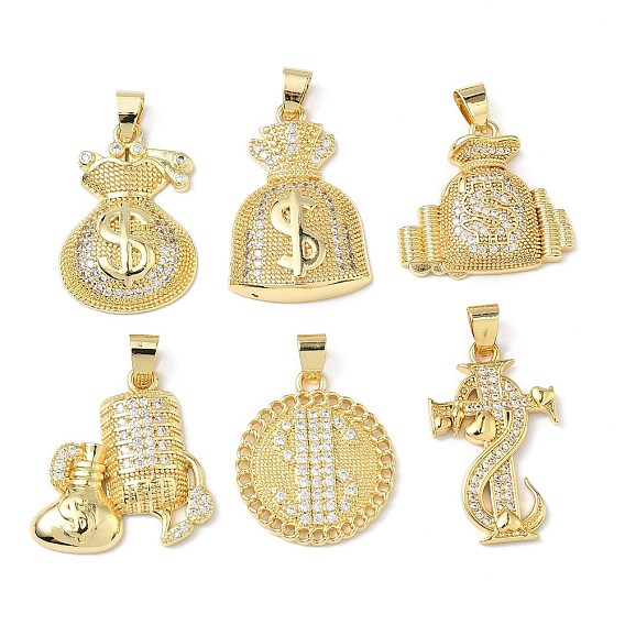 Подвески из прозрачного кубического циркония с микропейвом, подвески в виде знака доллара, без свинца и без кадмия, долговечный, стойки покрытие