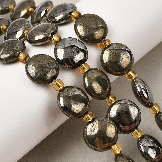 Природного пирита бисер нитей, с бисером, плоско-круглые