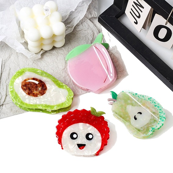 Заколки для волос в форме когтей из ацетата целлюлозы, аксессуары для волос для женщин и девочек, фрукты