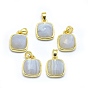 Natural Gemstone Pendants, with Golden Tone Brass Findings, Square, Faceted