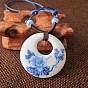 Этнический стиль фарфоровый кулон регулируемый шнур ожерелья для женщин