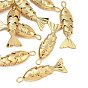 SHEGRACE Brass Micro Pave Cubic Zirconia Pendants, Cadmium Free & Nickel Free & Lead Free, Fish Charms