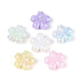 Непрозрачные акриловые бусины с УФ-покрытием, радужный, цветок