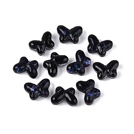 Starry Transparent Glass Beads, Butterfly, with Glitter Powder