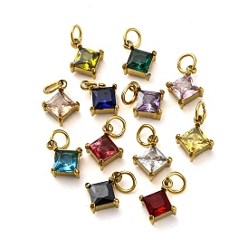 304 из нержавеющей стали горный хрусталь подвески, с целью перехода в кольце, ионное покрытие (ip), ромбовидный шарм