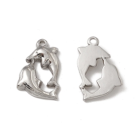 Vacuum Plating 201 Stainless Steel Pendants, Dolphin Charm