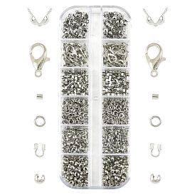 DIY Findings Kits, include Brass Crimp Beads Covers, Brass Wire Guardian and Protectors, Alloy Lobster Claw Clasps, Brass Crimp Beads, Brass Jump Rings, Brass Bead Tips