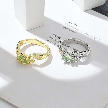 Кольца-манжеты из конского глаза с кубическим цирконием, украшения из латуни для женщин, долговечный, стойки покрытие, без свинца и без кадмия