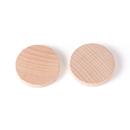 Unfinished Natural Poplar Wood Cabochons, Flat Round