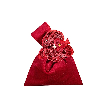 Velvet Pouches, with Artificial Flower, Candy Gift Bags Christmas Party Wedding Favors Bags