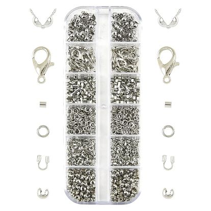 DIY Findings Kits, include Brass Crimp Beads Covers, Brass Wire Guardian and Protectors, Alloy Lobster Claw Clasps, Brass Crimp Beads, Brass Jump Rings, Brass Bead Tips