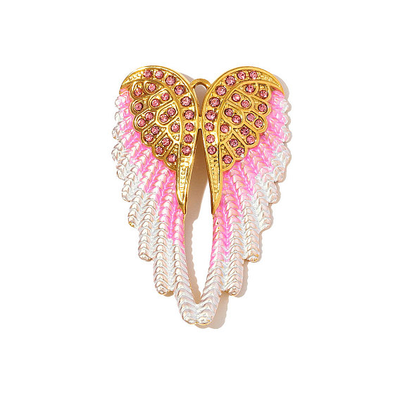 304 нержавеющей стальной эмали подвески, крылатые прелести, со стразами, зеркальная полировка, ионное покрытие (ip)