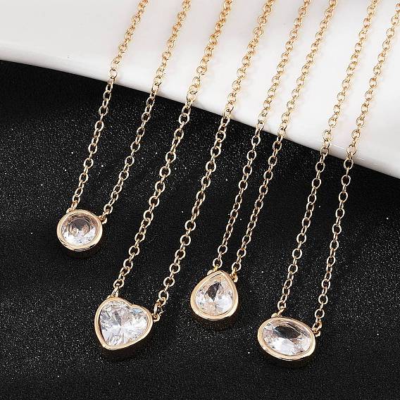 Ожерелья с подвеской из латуни и прозрачного циркония для женщин, золотые