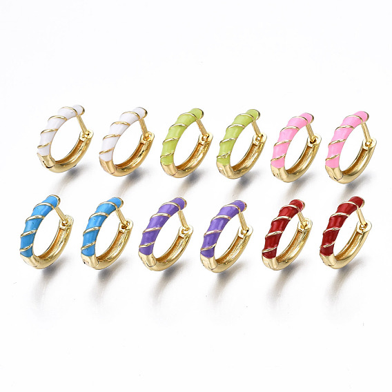 Huggy Creolen aus Messingemaille, Nickel frei, strukturierter Ring, echt 16 k vergoldet