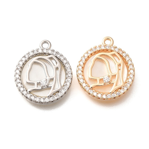 Подвески латунный корпус, без кадмия, без никеля и без свинца, с микро проложить кубического циркония, плоские круглые и женские подвески