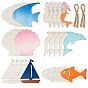 30шт. 6 стили, океаническая тематика, подвески из необработанного дерева, с джутовой веревкой