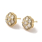 Brass Micro Pave Cubic Zirconia Earrings for Women, Flower