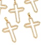 SHEGRACE Brass Micro Pave Cubic Zirconia Pendants, Cross Charms, Cadmium Free & Nickel Free & Lead Free, Clear
