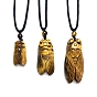 Ожерелье с подвеской из натурального тигрового глаза и цикады для мужчин