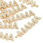 SHEGRACE Mother's Day Brass Micro Pave Clear Cubic Zirconia Pendants, Cadmium Free & Nickel Free & Lead Free, Word MAMA Charms