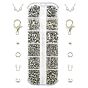 DIY Findings Kits, include Brass Crimp Beads Covers, Brass Wire Guardian and Protectors, Alloy Lobster Claw Clasps, Brass Crimp Beads, Brass Jump Rings, Brass Bead Tips
