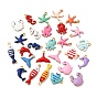 304 Stainless Steel Enamel Charms, Marine Animal, Golden, Mixed Color