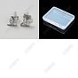 1 Pair Brass Rhinestone Stud Earrings, Leaf