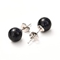 Natural & Synthetic Gemstone Bead Stud Earrings for Women or Men, with Brass Post Earring Findings