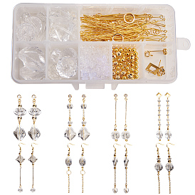 SUNNYCLUE DIY Earring Making, with 304 Stainless Steel Ear Stud Components, Transparent Acrylic Beads, Brass Eye Pin and Iron Bead Spacers