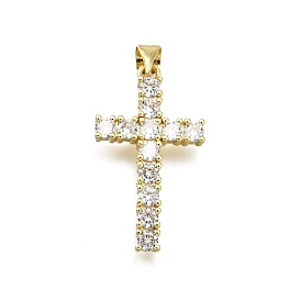 Латунные микро проложить кубического циркония подвески, крестик, долговечный, без свинца и без кадмия, стойки покрытие