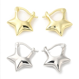 Серьги-кольца со звездами из латуни для женщин, без кадмия и без свинца