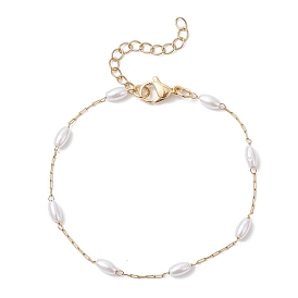 Браслеты из овальных бусин с пластиковым жемчугом, 316 Браслеты-цепочки из хирургической нержавеющей стали в виде скрепок для женщин