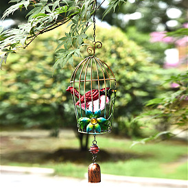 Wind chime pendant pastoral three-dimensional bird cage hanging decoration outdoor metal wind chime painted glass spray paint crafts