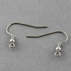 304 Stainless Steel Earring Hooks, Ear Wire, with Horizontal Loop, 21x22mm, Hole: 2mm, 21 Gauge, Pin: 0.7mm
