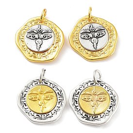 Brass Pendants, with Jump Ring, Flat Round Charm