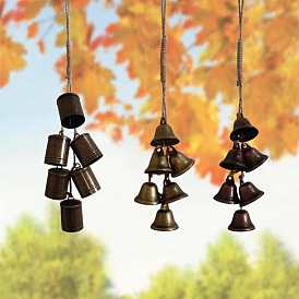 Halloween Iron Protective Witch Bells for Doorknob Hanging Ornaments, Jute Cord Witch Wind Chime for Home Decor