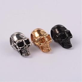 Skull 304 Stainless Steel Beads, 22x12x13mm, Hole: 6mm