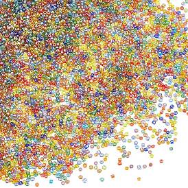 60g de perles de rocaille en verre, trans. couleurs lustered, ronde