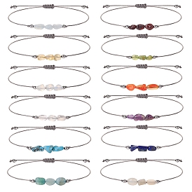 Natural & Synthetic Mixed Gemstone Nugget Braided Bead Bracelet