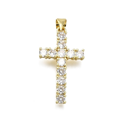 Латунные микро проложить кубического циркония подвески, крестик, долговечный, без свинца и без кадмия, стойки покрытие